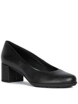 Image of Geox D N.Annya Leather Court Shoe - Black, Size 7, Women