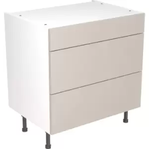 Image of Kitchen Kit Flatpack Slab Kitchen Cabinet Base 3 Drawer Unit Super Gloss 800mm in Light Grey MFC