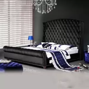 Image of Rosio Upholstered Beds - Plush Velvet, Super King Size Frame, Black - Black