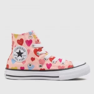 Converse Pale Pink Hi Hearts Trainers Junior