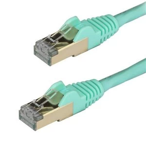 Image of Startech 1m Aqua Cat6a Ethernet Cable STP
