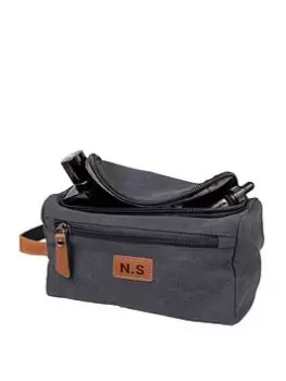 Image of Treat Republic Personalised Jetsetter Grey Denim Wash bag, One Colour, Women