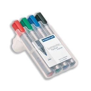 image of Original Staedtler Lumocolor Flipchart Markers Water based Dry safe Bullet Tip 2mm Assorted Pack of 4