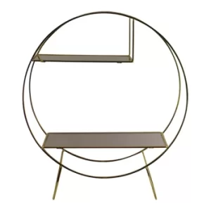 Image of Gold Metal Freestanding Shelving Unit With Mirrored Shelves