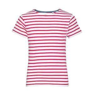Image of SOLS Childrens/Kids Miles Striped Short Sleeve T-Shirt (12yrs) (White/Red)