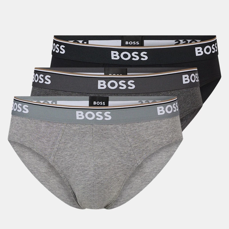 Image of Boss Mens 3 Pack Briefs Grey/DkGrey/Blk male Medium