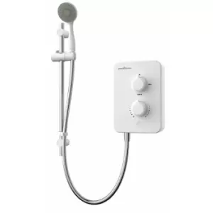 Image of Slim Mono 9.5kW Electric Shower White 1 Spray Head Handset Bathroom - Gainsborough