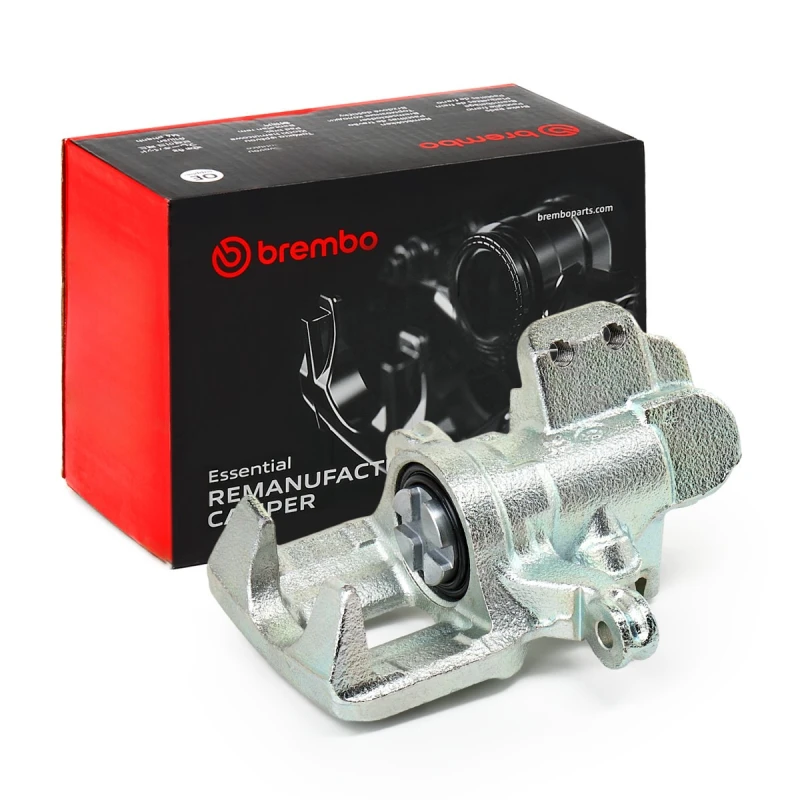 Image of BREMBO F 28 146 Brake caliper ESSENTIAL LINE Rear Axle Left Grey Cast Iron Brake Caliper (78)