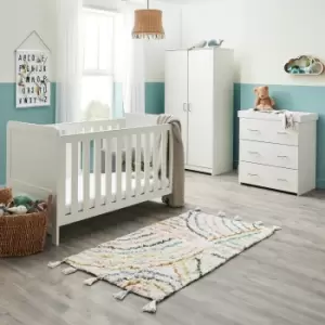 image of Babymore Caro 3 Piece Nursery Furniture Set White