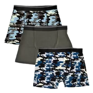 image of Tom Franks Boys Camo Boxers (Pack Of 3) (11-12 Years) (Grey Camo)