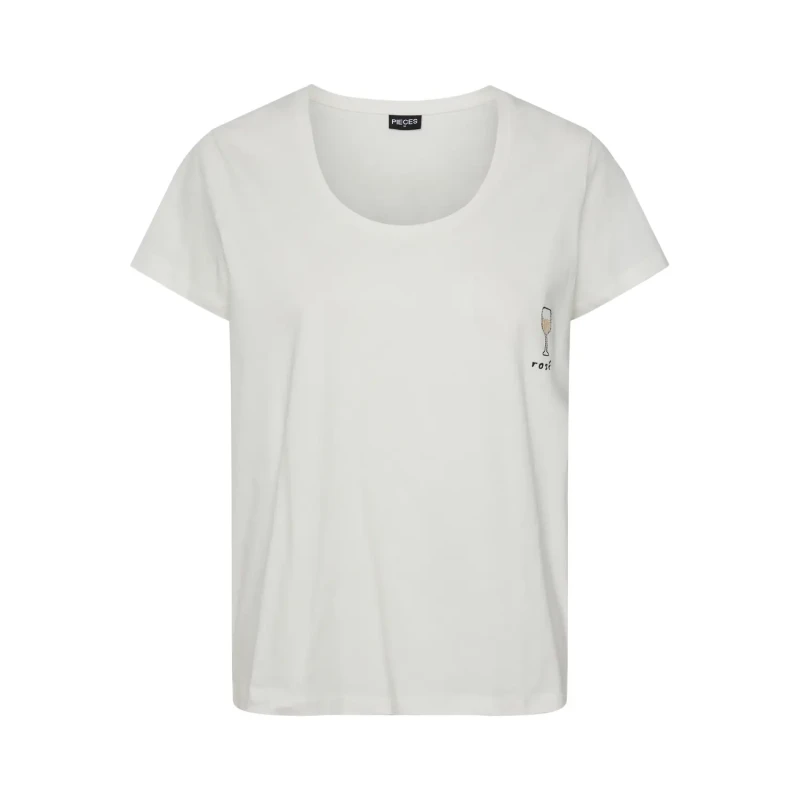 Image of Pieces Womens T-Shirt Pieces Munnar Blanc Female M 17148728-4476446