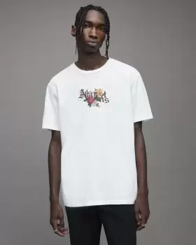 Image of AllSaints Mens Bounty Crew T-Shirt, Optic White, Size: L