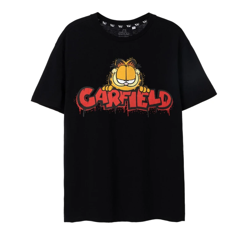 Image of Garfield Garfield Men Short Sleeved T-Shirt in Black Size: Medium Black M Male 5063203008063