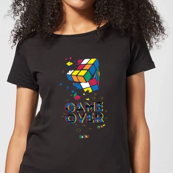 image of Shattered Rubik's Cube Game Over Womens T-Shirt - Black - L