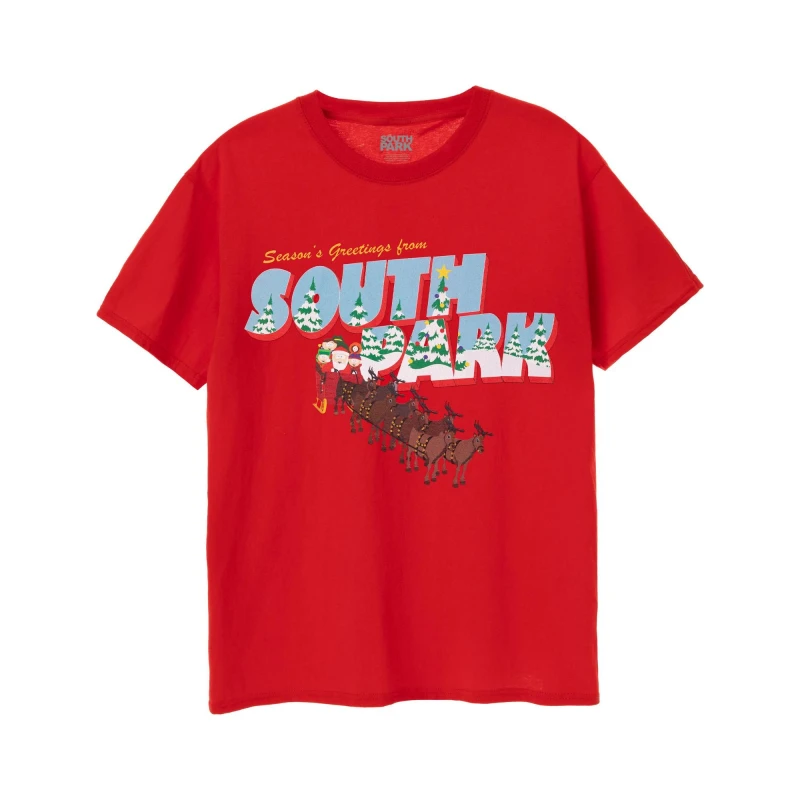 Image of South Park South Park Men Short Sleeved T-Shirt in Red Size: X-Large Red XL Male 5063203028559