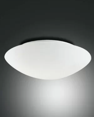 Image of Pandora Flush Ceiling Light White Glass, E27