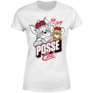 Image of Tom & Jerry Posse Cat Womens T-Shirt - White - 3XL