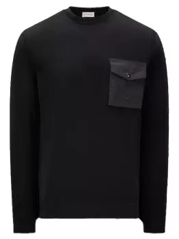 Image of MONCLER Logo Technical Pocket Sweatshirt Black
