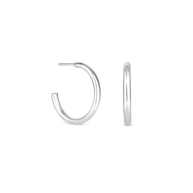 Image of Simply Silver Sterling Silver 925 Polished Basic Hoop Earrings Silver female