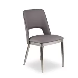 image of Gilden Grey Leather Effect Dining Chair