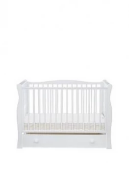 Image of Little Acorns Space Saver Sleigh Cot & Drawer, White