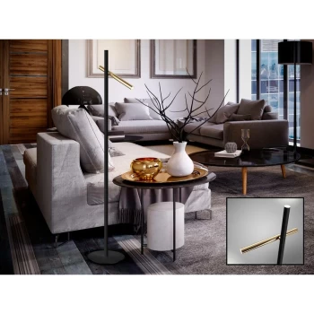 image of Schuller Varas - Integrated LED 2 Light Floor Lamp Matt black, Gold