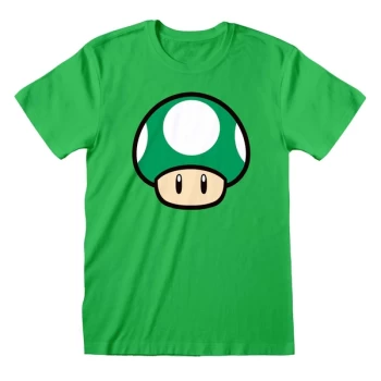 Image of Super Mario - 1-UP Mushroom Unisex Large T-Shirt - Green