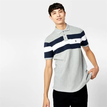 image of Jack Wills Cardwington Colour Block Polo - Grey Marl