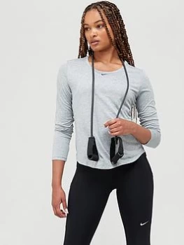Image of Nike The One Dri-FIT Long Sleeve Top - Grey, Size S, Women