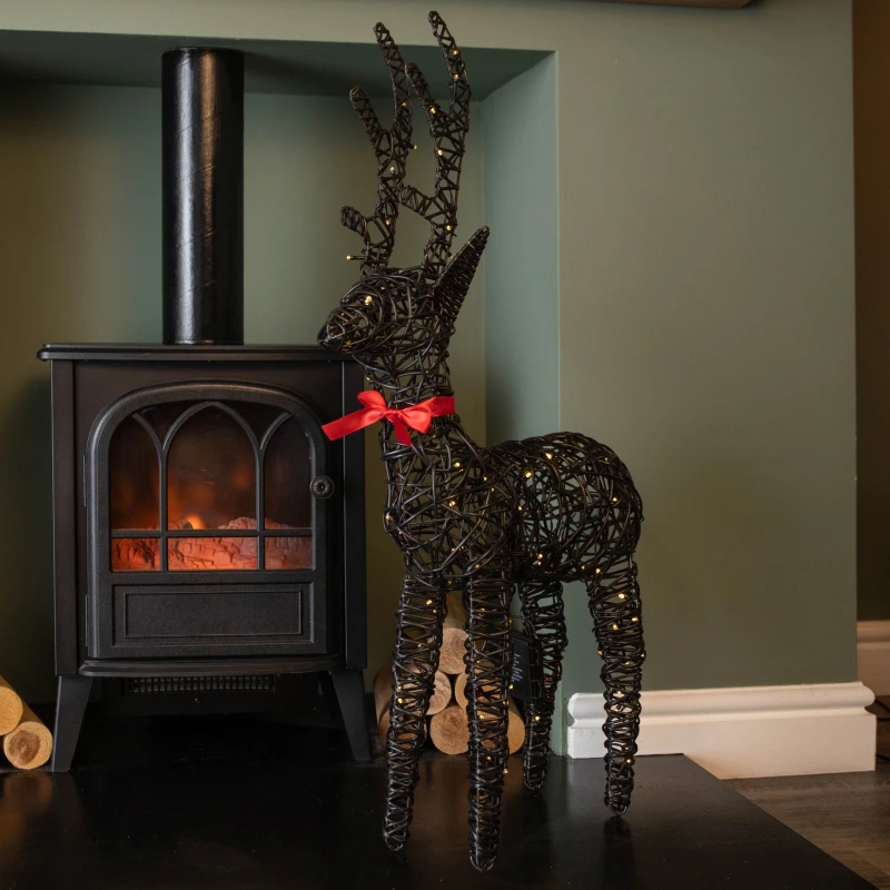 Image of 90cm Battery Operated Light up Brown Christmas Reindeer with 100 Warm White LEDs