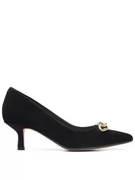 Image of Clarks Violet55 Trim Suede Heeled Shoe, Black, Size 7, Women