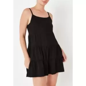 image of Missguided Cami Tiered Smock Mini Dress - Black