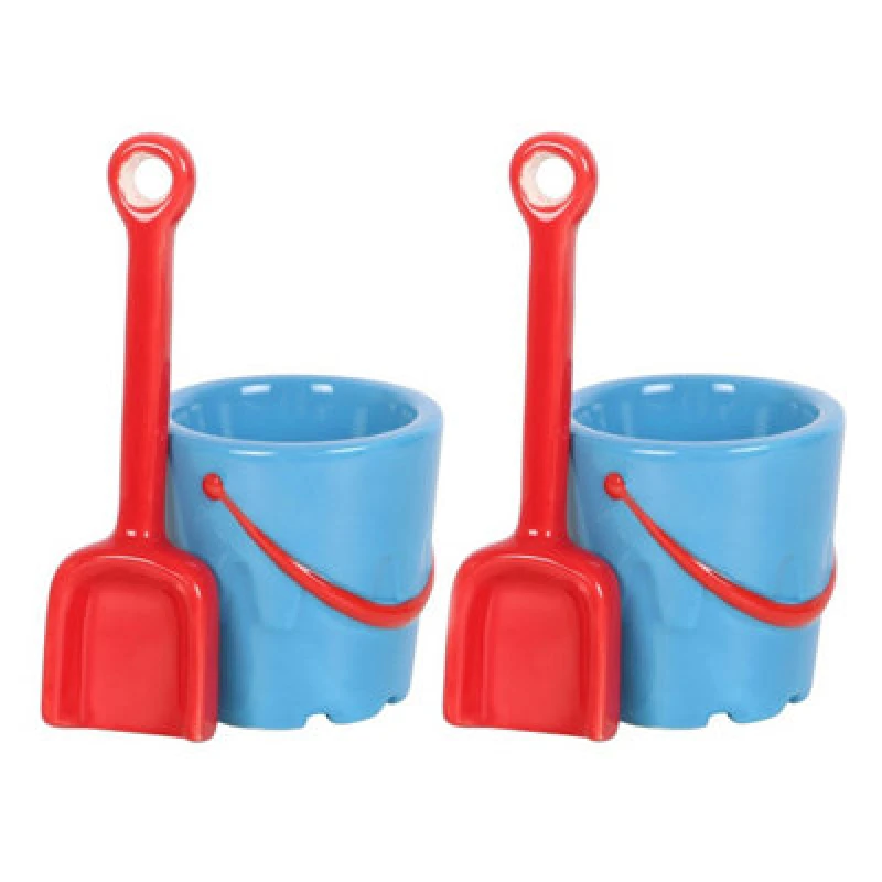 Image of Something Different Something Different Ceramic Bucket Egg Cup Set Pack of 2 in Blue Blue One Size Unisex 5063470971831