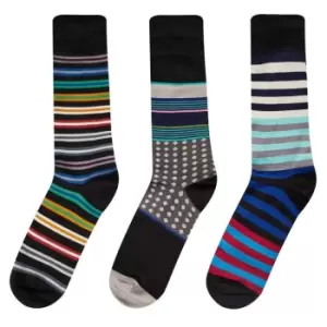 Image of Paul Smith Mens 3 Pack Multi Stripe Socks - Black
