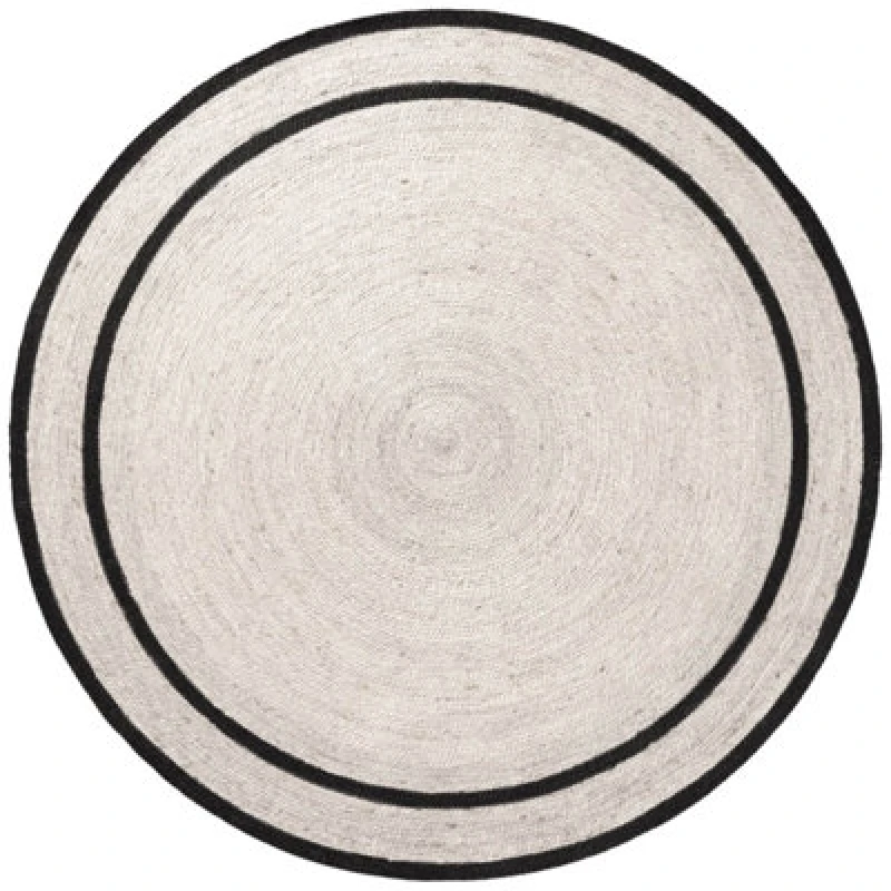 Image of The Rugs Braided Handwoven Lina Jute Round Rug Reversible Cream Black