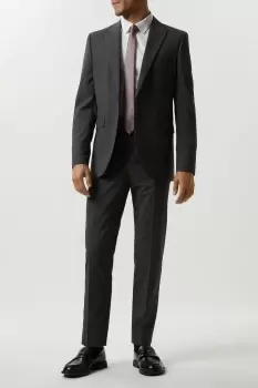 Image of Slim Fit Grey Grid Check Suit Jacket