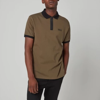 Image of Barbour International Mens Transmission Zip Polo Shirt - Khaki - L