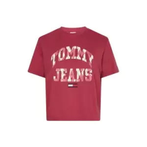 Image of Tommy Jeans College Argyle T Shirt - Red