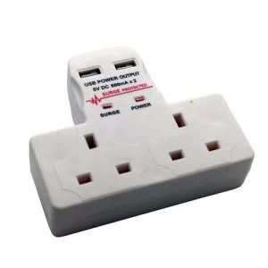 Benross 2G Dual USB Surge Protected Wall Adaptor Socket