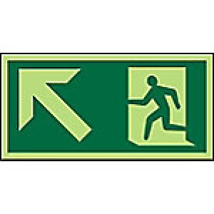 Image of Fire Exit Sign Up Left Arrow Plastic 15 x 30 cm