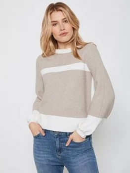 Image of Mint Velvet Blocked Easy Jumper - Neutral Size L, Women