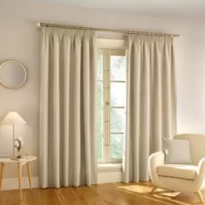 image of Enhanced Living Harvard Textured Blackout Pencil Pleat Curtains, Natural, 66 x 90 Inch