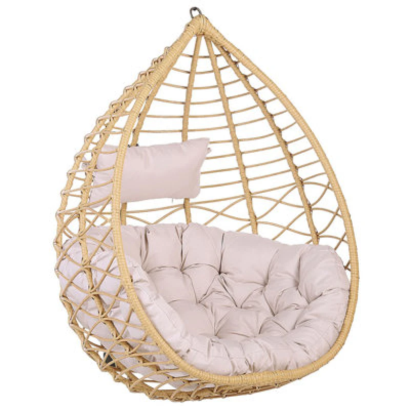 Image of Beliani Hanging Chair Arsita Pe Rattan Natural