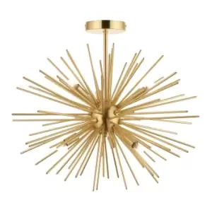 Image of Orta Multi Arm Lamp Semi Flush Ceiling Lamp, Satin Brass Plate