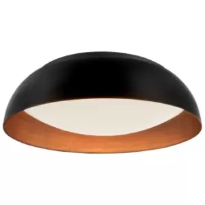 Image of Merano - Hull Integrated LED Semi Flush Light Black Aluminium Outside Copper Inside LED 40W 2400Lm 3000K