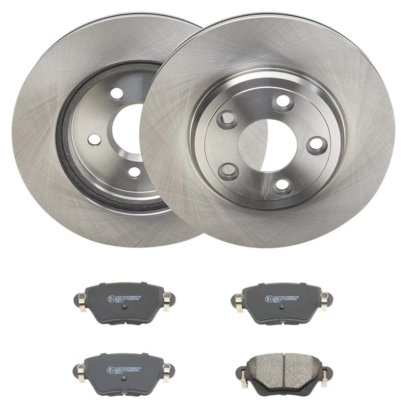 Image of RIDEX 3405B2402 Brake disc and pads set Rear Axle, Brake Disc Type: internally vented, with acoustic wear warning Brake Set,disc brakes (3405)