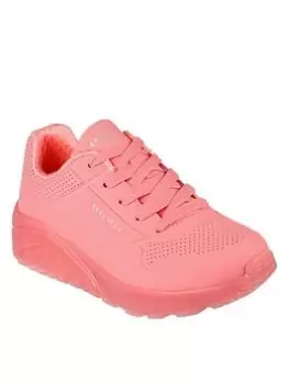 Image of Skechers Girls Uno Ice Lace Up Trainer, Pink, Size 1 Older