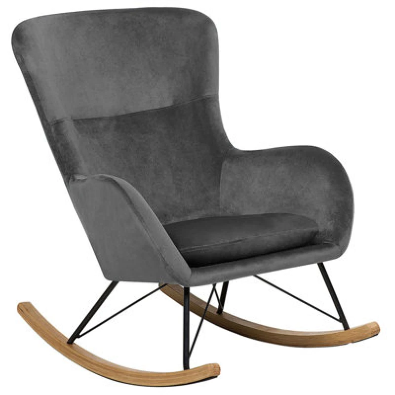 Image of Beliani Rocking Chair Ellan Velvet Dark Grey
