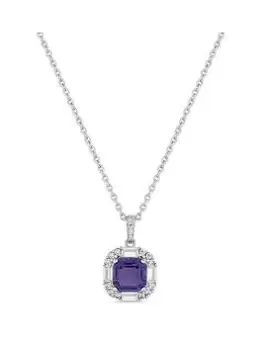 image of Simply Silver Sterling Silver 925 Tanzanite Pendant Necklace