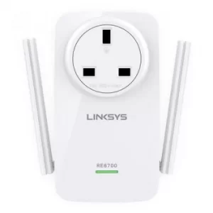 image of Linksys Re6700 Amplify Universal Dual Band Ac1200 Wi fi Range Extender With Music Streaming Ac Power Pass through Gigabit Ethernet